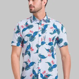 Parx Men Blue Slim Fit Floral Printed Casual Shirt-picture-33