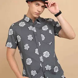 HIGHLANDER Floral Printed Cotton Slim Fit Casual Shirt-picture-19
