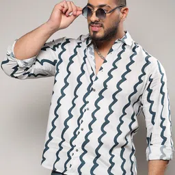 Instafab Plus Classic Geometric Printed Spread Collar Casual Shirt image 1