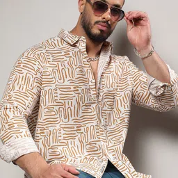 Instafab Plus Abstract Printed Spread Collar Cotton Casual Shirt image 1