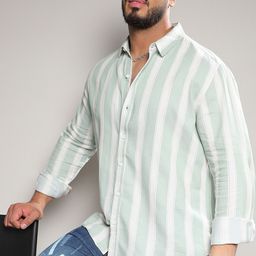 Instafab Plus Striped Spread Collar Classic Cotton Casual Shirt-picture-26