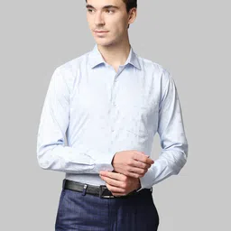 Park Avenue Men Blue Slim Fit Printed Cotton Formal Shirt-picture-18