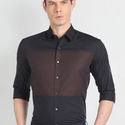 Arrow New York Slim Fit Colourblocked Pure Cotton Twill Formal Shirt-image-16