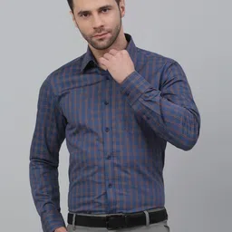 LOUIS STITCH Comfort Fit Tartan Checked Cotton Formal Shirt-picture-12