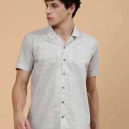 JADEBERRY Standard Geometric Printed Club Collar Cotton Casual Shirt-picture-40