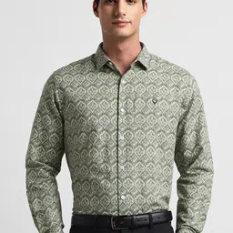 Allen Solly Ethnic Motifs Printed Slim Fit Cotton Linen Formal Shirt-image-7
