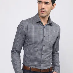 LOUIS STITCH Comfort Tartan Checked Spread Collar Chest Pocket Cotton Formal Shirt-picture-29