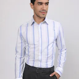 LOUIS STITCH Comfort Striped Cotton Formal Shirt-picture-43