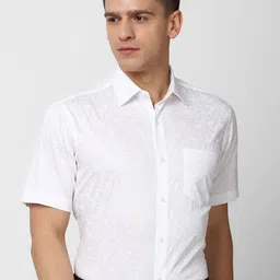 Van Heusen Men White Floral Printed Pure Cotton Formal Shirt-picture-17