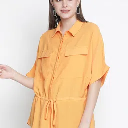 Oxolloxo Orange Tie- Knot Shirt Style Oversized Top image 1