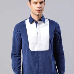 HOUSE OF S Men Straight Fit Colourblocked Corduroy Casual Shirt-picture-10