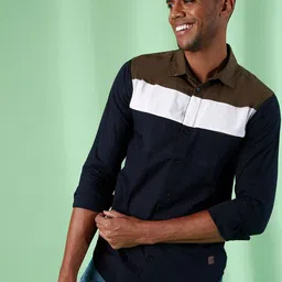 Campus Sutra Men Navy Blue Classic Casual Shirt-image-7