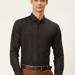SOJANYA Men Black Classic Fit Solid Formal Shirt-picture-19