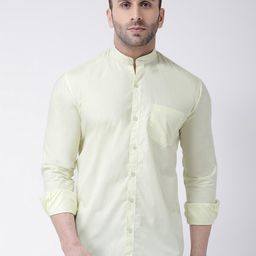 Hangup Men Yellow Smart Slim Fit Solid Casual Shirt-picture-14