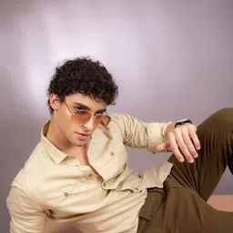 The Indian Garage Co Men Beige Slim Fit Solid Casual Shirt-picture-26