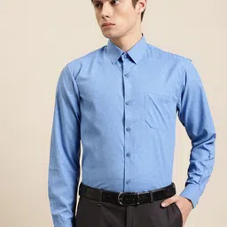 SOJANYA Men Blue Classic Pure Cotton Regular Fit Solid Formal Shirt-picture-17