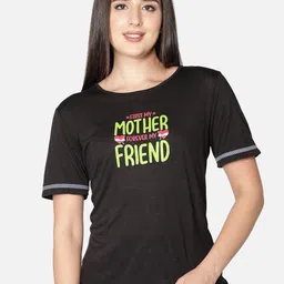 NUEVOSDAMAS Women Black Typography Printed T-shirt-image-76