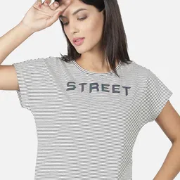 NUEVOSDAMAS Women White Typography Extended Sleeves T-shirt-picture-35
