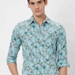 Mufti Trim Slim Fit Floral Printed Pure Cotton Casual Shirt-image-49