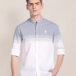 U.S. Polo Assn. Mandarin Collar Striped Pure Cotton Casual Shirt-picture-22