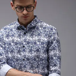 SHOWOFF Men White & Blue Comfort Floral Printed Cotton Casual Shirt-image-96
