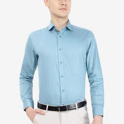 Greenfibre Slim Fit Vertical Striped Party Cotton Shirt-picture-41