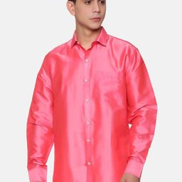Sethukrishna Men Pink Silk Standard Casual Shirt-picture-39