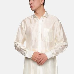 Sethukrishna Men Cream Silk Standard Casual Shirt-picture-11
