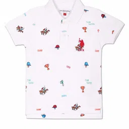 U.S. Polo Assn. Kids Boys Conversational Printed Polo Collar Pure Cotton T-Shirt image 1