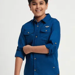 Purple United Kids Boys Cotton Twill Roll-Up Sleeves Casual Shirt-picture-11