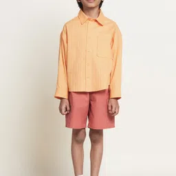 The Tribe Kids Boys Oversized Vertical Stripes Opaque Cotton Casual Shirt-image-30