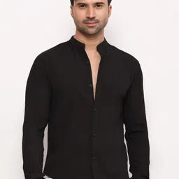 ZARIMO Standard Striped Mandarin Collar Long Sleeves Regular Fit Shirt-picture-35