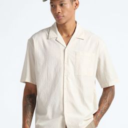Flying Machine Textured Cuban Collar Drop-Shoulder Seersucker Oversized Casual Shirt-picture-35