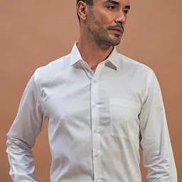 THINC Men Spread Collar Solid Cotton Formal Shirt-image-46