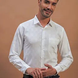 THINC Men Spread Collar Textured Cotton Formal Shirt-picture-26