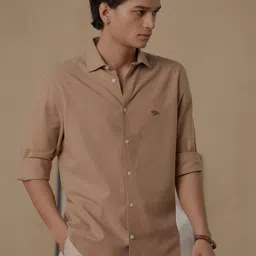 Andamen Premium Melange Slim Fit Spread Collar Cotton Shirt-image-38