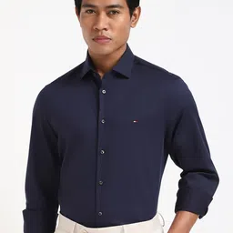 Tommy Hilfiger Men Spread Collar Solid Cotton Slim Fit Formal Shirt-image-11
