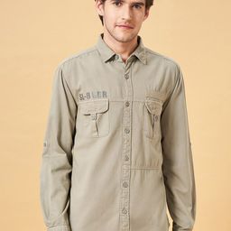 People Spread Collar Slim Fit Cotton Casual Shirt-picture-0