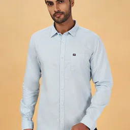 BYFORD by Pantaloons Men Blue Slim Fit Opaque Casual Shirt-image-74