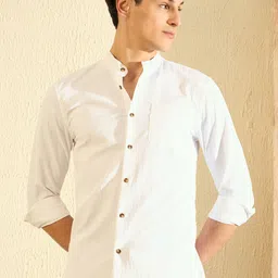 DENNISON Smart Mandarin Collar Casual Shirt-image-5