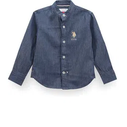 U.S. Polo Assn. Kids Boys Classic Fit Roll-Up Sleeves Chambray Weave Cotton Casual Shirt-picture-29