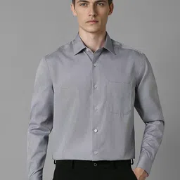 Louis Philippe Men Spread Collar Textured Cotton Formal Shirt-picture-30