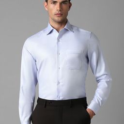Louis Philippe Men Classic Fit Solid Spread Collar Pure Cotton Formal Shirt-picture-34