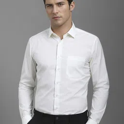 Louis Philippe Men Spread Collar Solid Cotton Formal Shirt-image-60