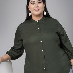 Style Quotient Plus Size Smart Fit Band Collar Shirt-picture-5
