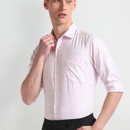 Arrow Spread Collar Long Sleeves Regular Fit Cotton Checked Autopress Formal Shirt-picture-37