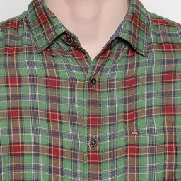 Basics Men Green Slim Fit Tartan Checked Casual Shirt image 5