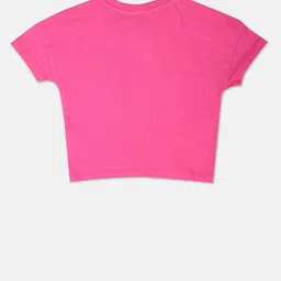 U.S. Polo Assn. Kids Girls Typography Printed Pure Cotton T-shirt image 2