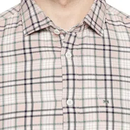 Basics Tartan Checks Cotton Spread Collar Curved Slim Fit Casual Shirt image 4