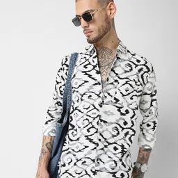 VASTRADO Classic Spread Collar Slim Fit Printed Cotton Casual Shirt-image-75